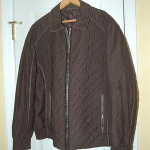 Brioni Men's Quilt Brwn Silk & Leather Bomber Jckt